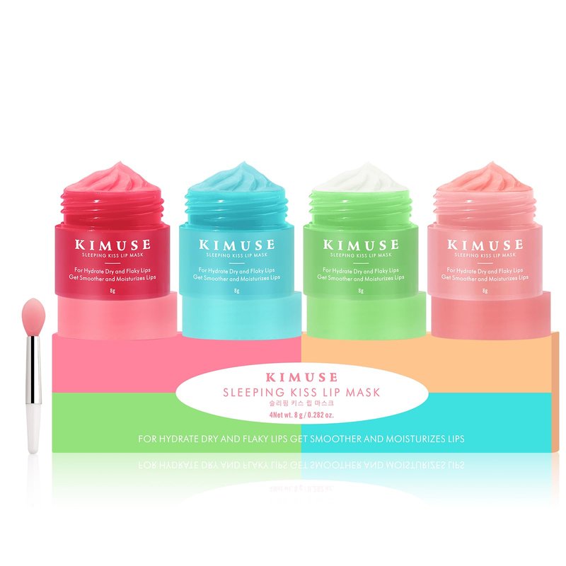 KIMUSE Lip Mask Set, Lip Sleeping Mask, Overnight Lip Treatment for Dry Lip, Flaky, Moisturizing, Vitamin C, Shea Butter & Antioxidants