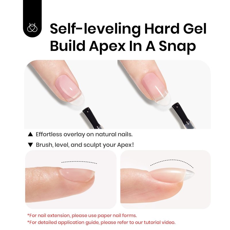 Beetles Builder Gel Clear-Dew Glow 8-in-1 Nail Thickening Strengthening Building Instant Apex with Liner Nail Brush for Beginner DIY Salon at Home,Clear Builder Nail Gel Kit,UV & LED Lamp Cured Needed