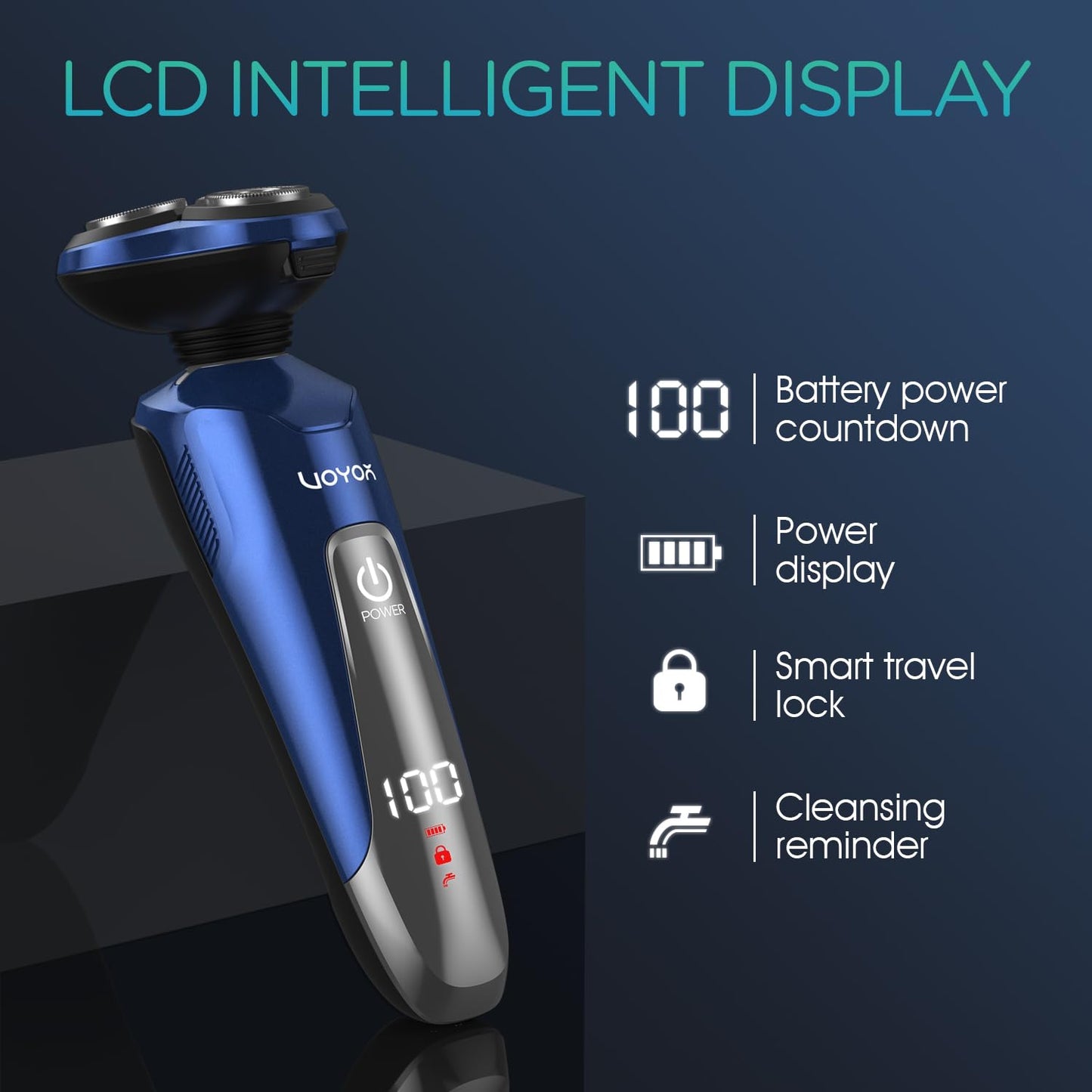 VOYOR Electric Razor for Men Cordless Shavers for Shaving with face sideburn Nose Ear Hair Rechargeable Wet Dry Waterproof TX410 New (New Version-Blue)