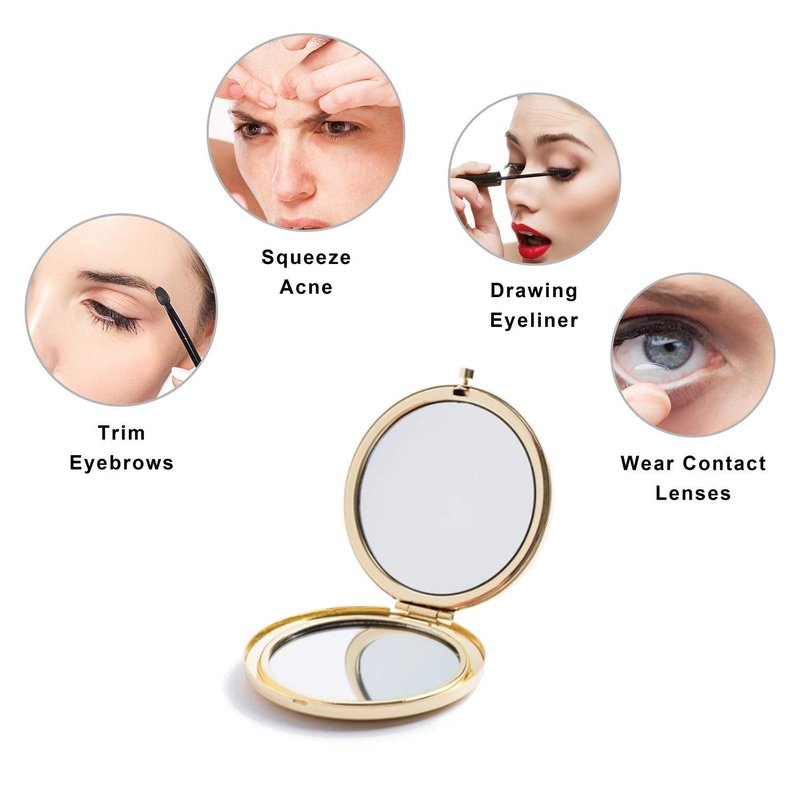 MIHAGUTY Magnifying Compact Mirror for Purses with 2 x 1x Magnification, Folding Mini Pocket Double Sided Travel Makeup Mirror,Perfect for Purse, Pocket Mirror for Gift
