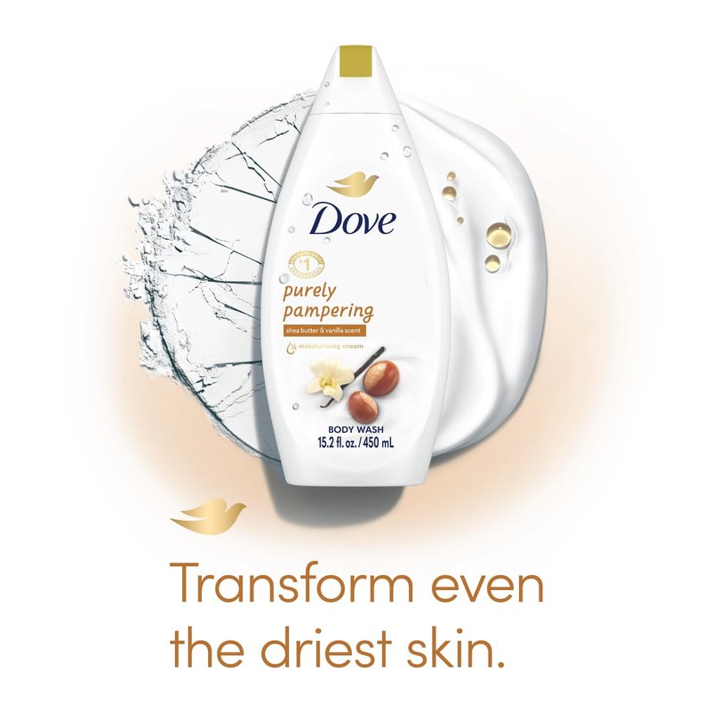 Dove Body Wash 2-Pack – Purely Pampering, Shea Butter & Vanilla for Softer, Smoother Skin, 15.2 Oz Ea