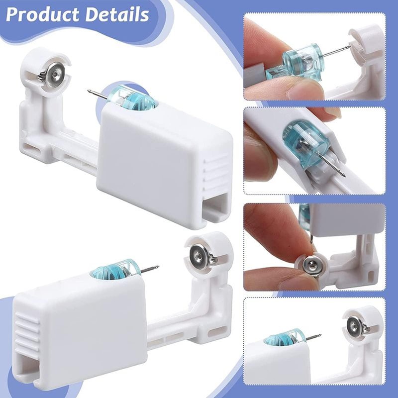 Ear Piercing Gun Kit - Lyuxzad 6Pcs Disposable Ear Piercing Kit Including 2Pcs Self Ears Piercing Gun with 2Pc Built-in Earrings Stud and 2Pcs Clean Tools for Ears Cartilage Piercing Kit(Gold) (Gold204)