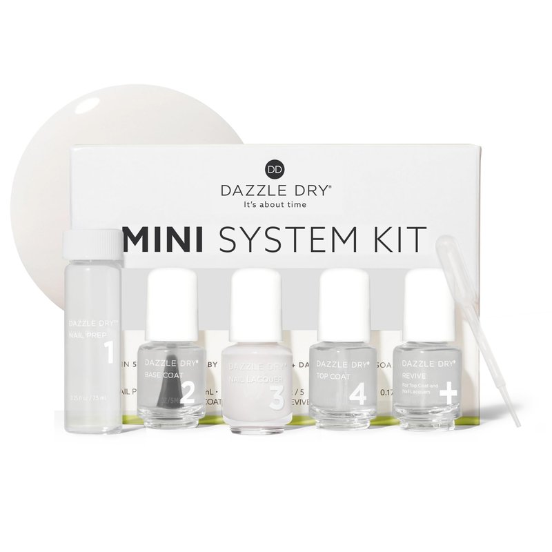 Dazzle Dry Mini Kit 4 Step System - Alluring Charm - A pale pink with a creamy finish. Full coverage cream. (5 Piece Kit / 5 Manicures)