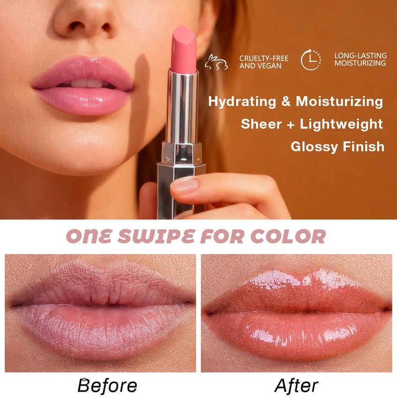 Nude Honey Lipstick - 2 Pcs Moisturizing Tinted Lip Balm for Older Women | Hydrating Shine & Sheer Color