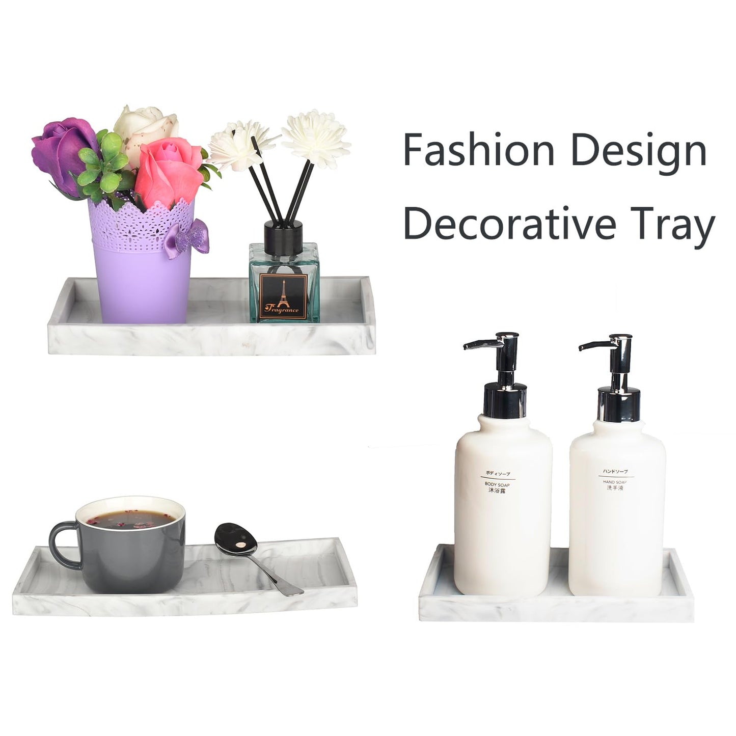 DNC Silicone Bathroom Vanity Tray for Counter, 11.8" Kitchen Sink Soap Tray for Dish Holder Dispenser Countertop Toilet Tank Decor Organizer