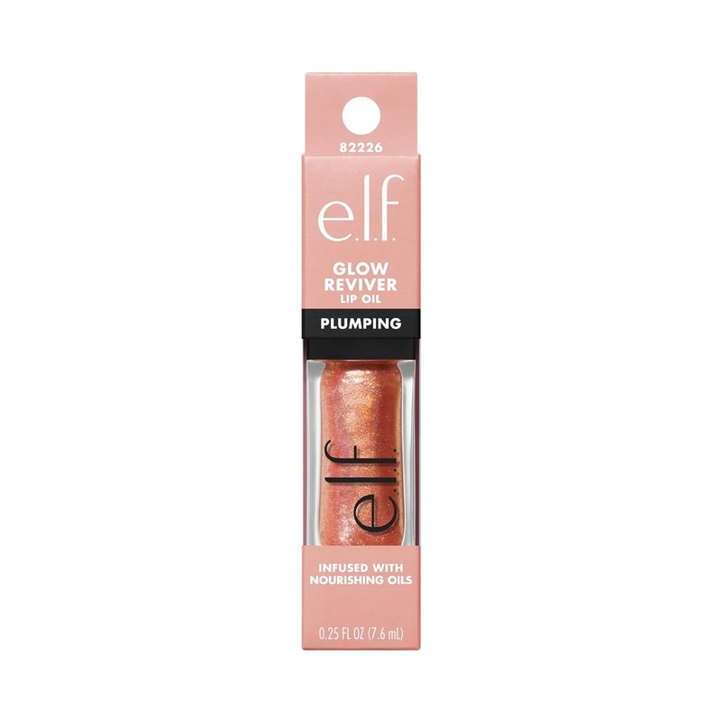 e.l.f. Glow Reviver Plumping Lip Oil - Tinted Lip Plumper for High-Shine, Plump Finish | Vegan & Cruelty-Free, Apricot Feelings