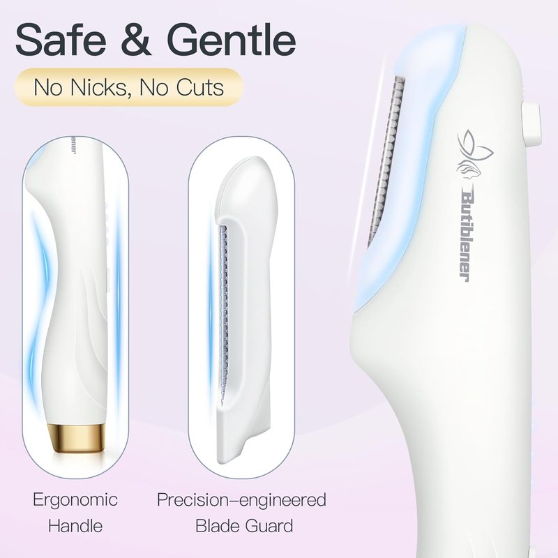 Dermaplane-razor for Women Face,Sonic Dermaplane,Sonic Dermaplaning Tool,Face Shaver Facial Hair Removal & Peach Fuzz Romover + 12 Blades (White With Gold Accent)
