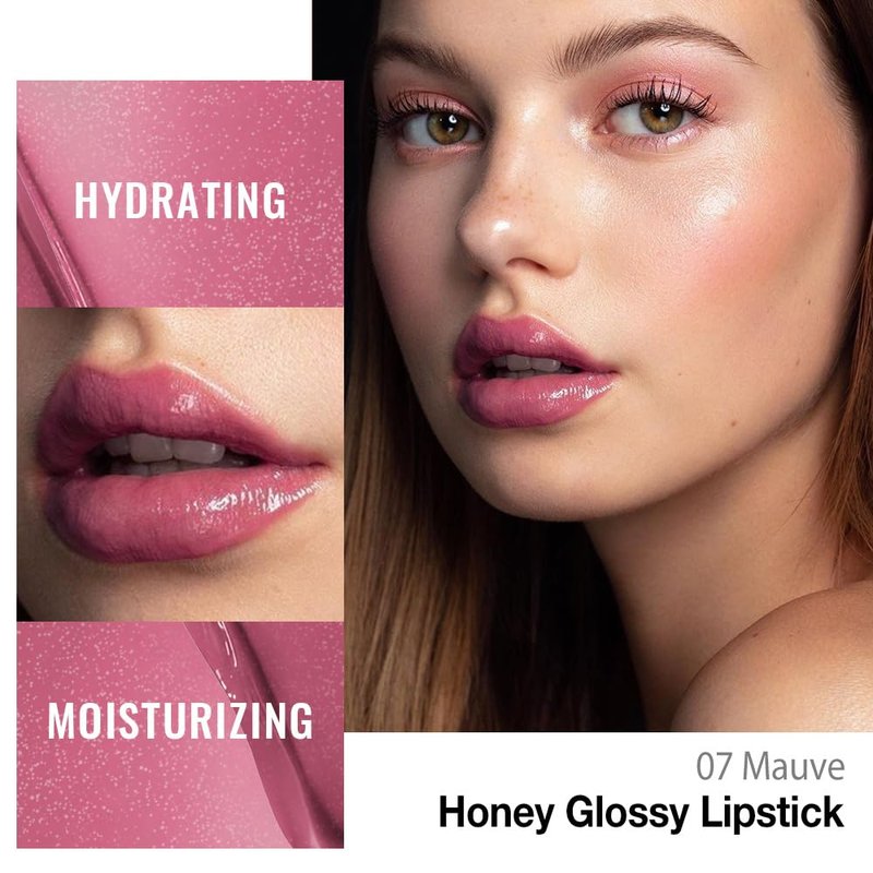 Kaely Mauve Honey Lipstick Tinted Lip Balm, Hydrating Shine Lipstick for Women Dry Lips, Moisturizing Nourishing Glossy Lip Gloss Stain Makeup, Sheer Lightweight, Vegan & Cruelty-Free, 07