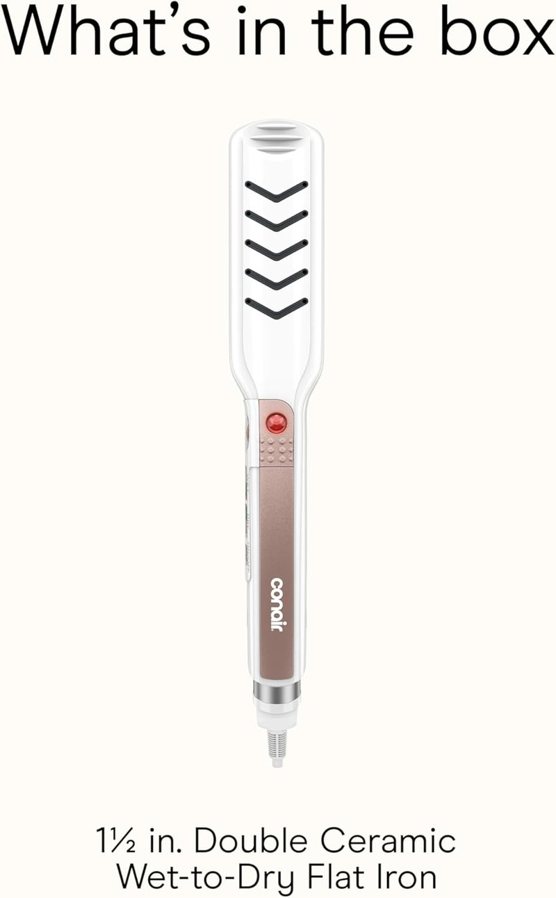 Conair Double Ceramic Flat Iron - 1.5-Inch Wet-to-Dry Hair Straightener for Smooth Styles
