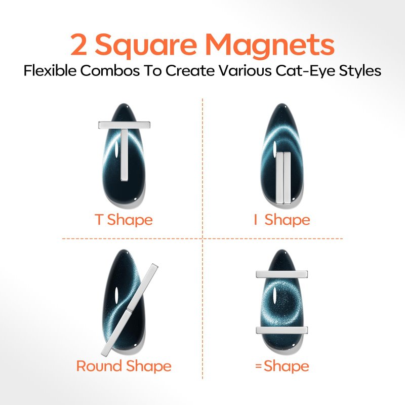 modelones Cat Eye Magnet Set, Heart Nail Art Tool Strong Magnetic Pen Double Head Round Magnets Stick Wand Diverse French Moon Floral Circle Cateye Effect DIY Professional Manicure Gift for Women