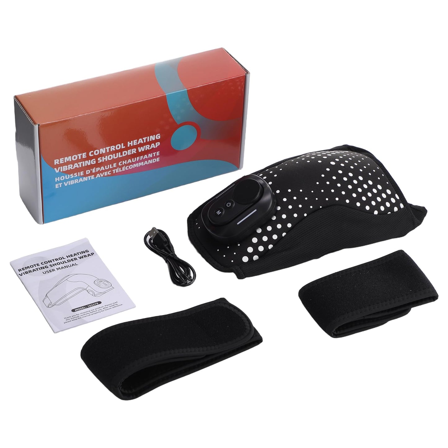 YUANBO Cordless Shoulder Heating Pad, Portable Shoulder Massager Heated Shoulder Wrap & Brace with Massage for Men Women, Remote Control (Black)