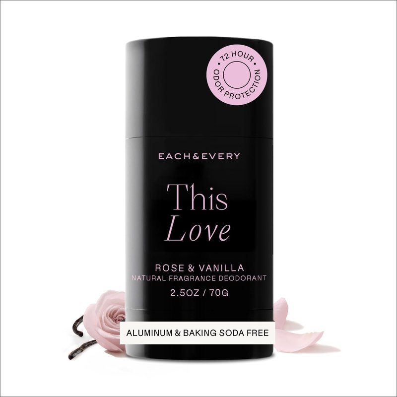 Each & Every Aluminum Free Deodorant for Women & Men – Natural Fragrance 72-Hr Odor Protection, Non-Toxic Deodorant for Sensitive Skin, EWG Verified, Baking Soda Free - Rose & Vanilla Scent, 2.5oz