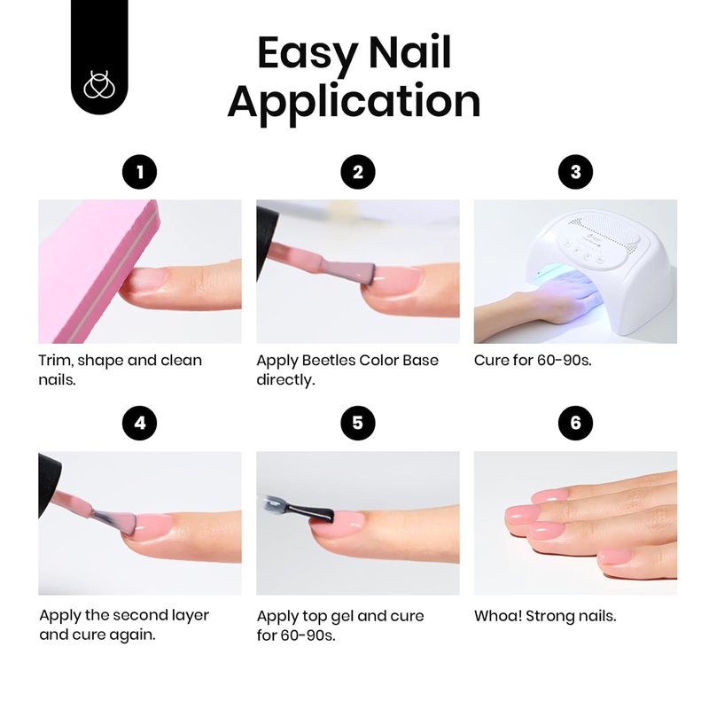 Beetles Rubber Base Gel Nail Polish - 6 Colors Nude & Pink Shades | Flexible UV LED Soak Off for DIY Manicure
