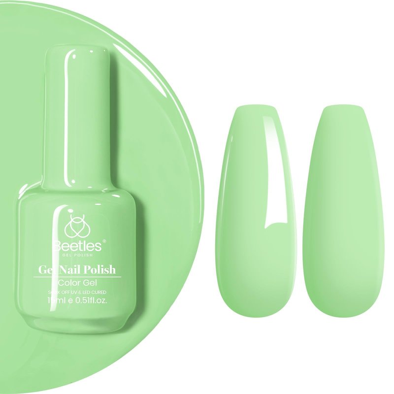 Beetles Mint Green Gel Polish - Summer Buds 15ML/0.51Fl Oz, Lime Light Green Gel Nail Polish, Soak Off UV LED Lamp Pastel Nails Art, Long-Lasting Manicure Salon Bright Summer Day Nails
