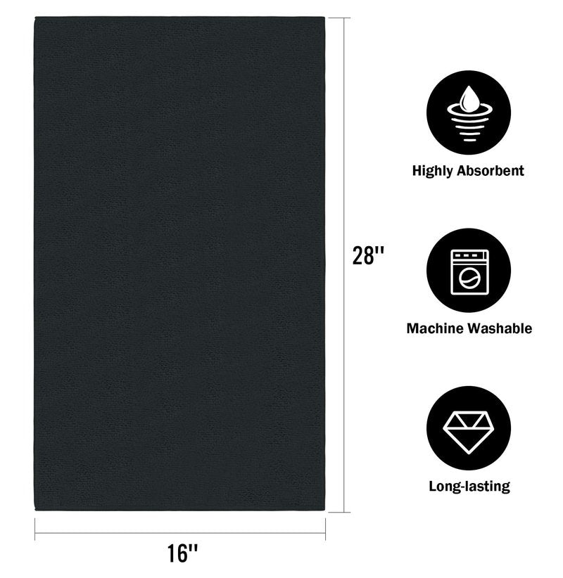 Orighty 6 Pack Black Hand Towels - Quick Drying & Absorbent Microfiber Gym Towels 16x28 inches - Lightweight & Thin White Yoga Towel - Multi-Purpose Camping Towel for SPA, Hotel & Bathroom