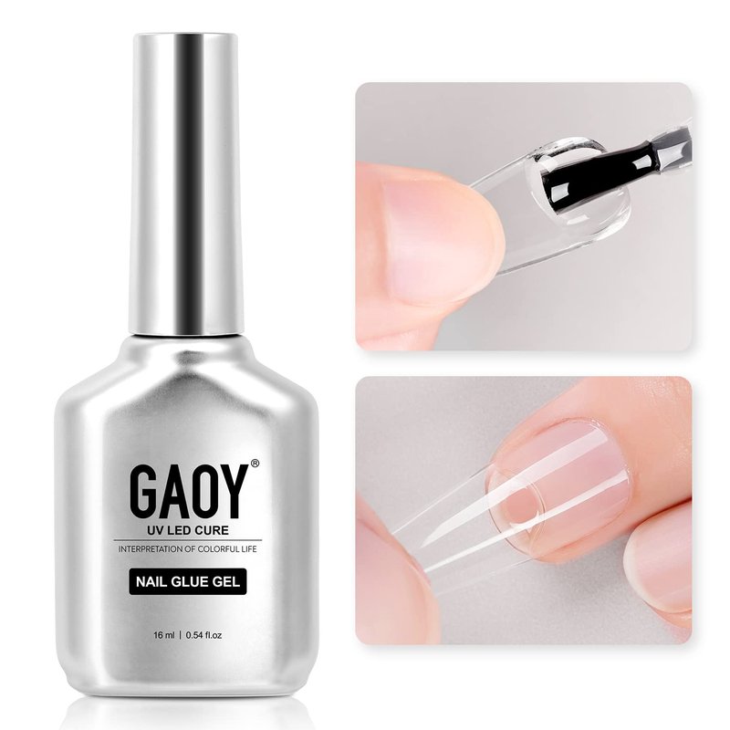 GAOY Nail Glue Gel - 2 in 1 Acrylic Nail Adhesive & Base Coat | 16ml for Long-Lasting Press-On Nails