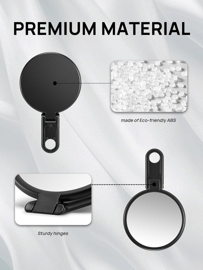 OMIRO Mini Hand Mirror - 3-Inch Compact Folding Design for Men & Women | Black, 1 Pack