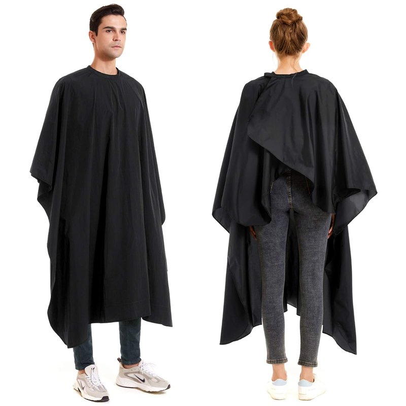 izzycka Nylon Barber Cape 64"x56" Waterproof Salon Large Hair Cutting Cape Haircut for Men with Adjustable Snap Closure Color Capes Professional Stylist Hairdresser Apron Adults Unisex Black