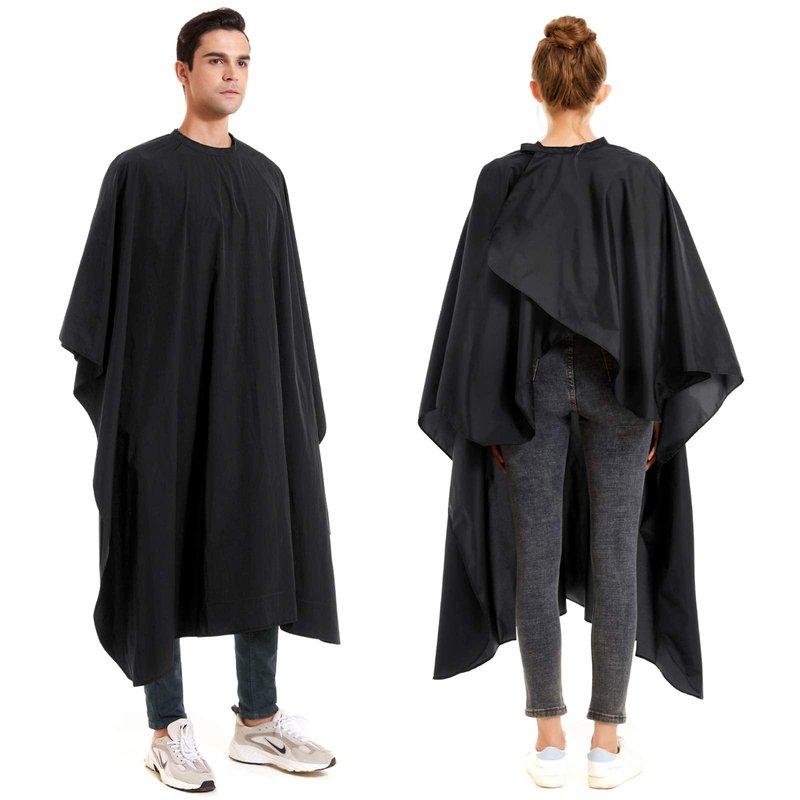 izzycka 5 Pack Barber Cape for Men, Salon Large Hair Cutting Cape, 64"x56" Nylon Waterproof Haircut Cape with Adjustable Snap Closure Color Capes, Professional Stylist Hairdresser Apron Adults -Black