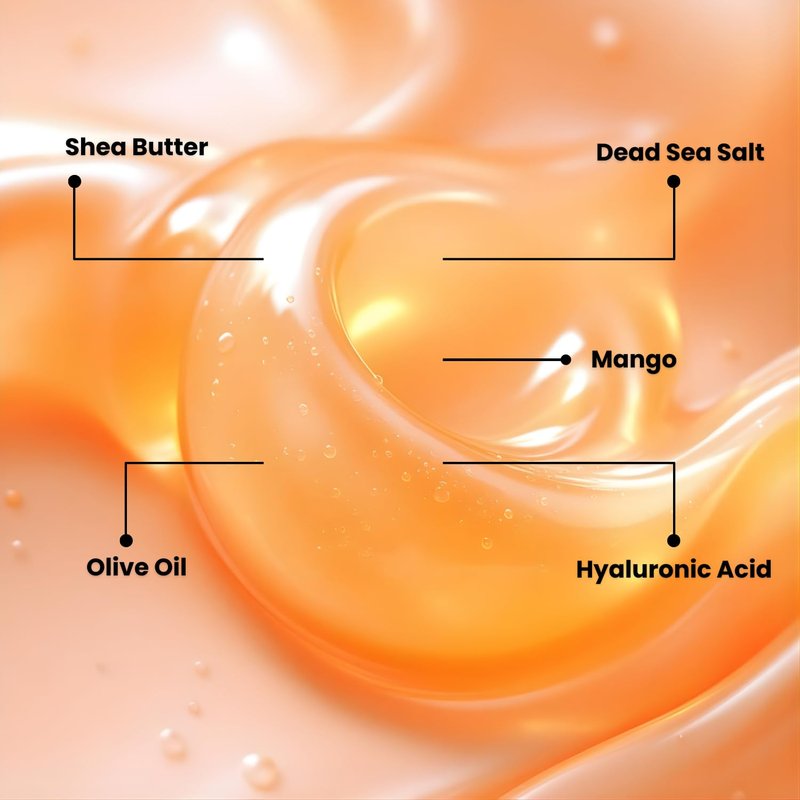 NYMERIA Apricot Body Peeling – Exfoliating Sugar & Salt Body Scrub with Shea Butter & Hyaluronic Acid, Deep Cleansing & Hydrating Formula for Smooth, Glowing Skin, 5 fl oz / 150 ml