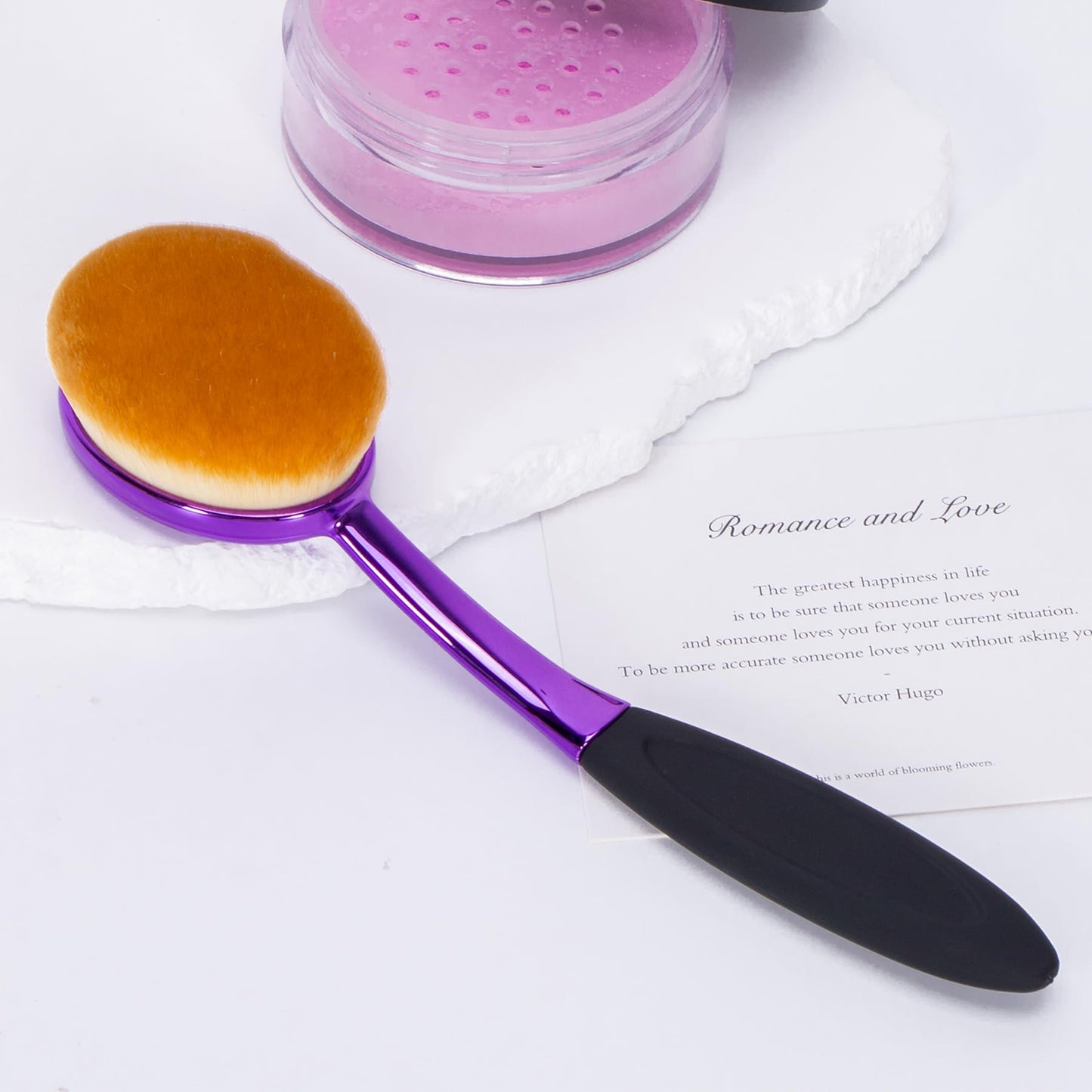Yoseng Oval Foundation Brush Large Toothbrush makeup brushes Fast Flawless Application Liquid Cream Powder Foundation-Purple (Medium-Purple)