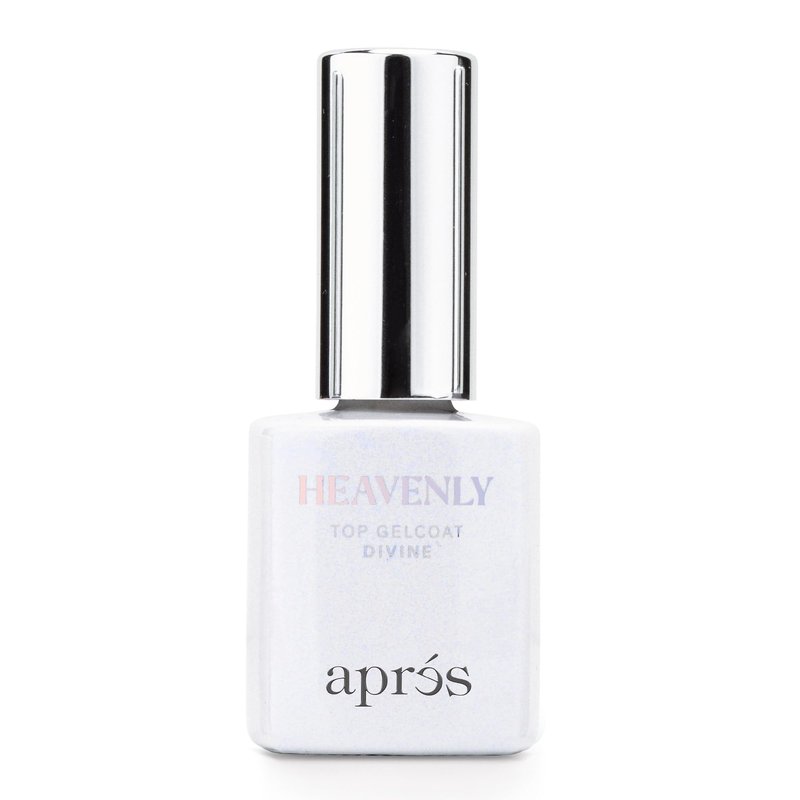Apres Heavenly Top Gelcoat, 15 ml Non-Wipe Nail Gel Polish Top Coat, Shimmery Long Lasting Topcoat (Divine, 15 ml)