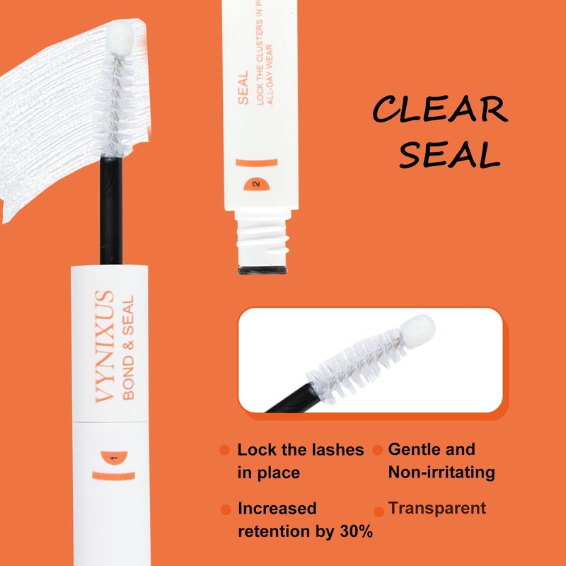 Lash Glue for Eyelash Clusters 2-IN-1 Lash Bond and Seal Waterproof Eyelash Glue DIY Lash Cluster Glue Individual Lash 72H+ DIY at Home 10ml