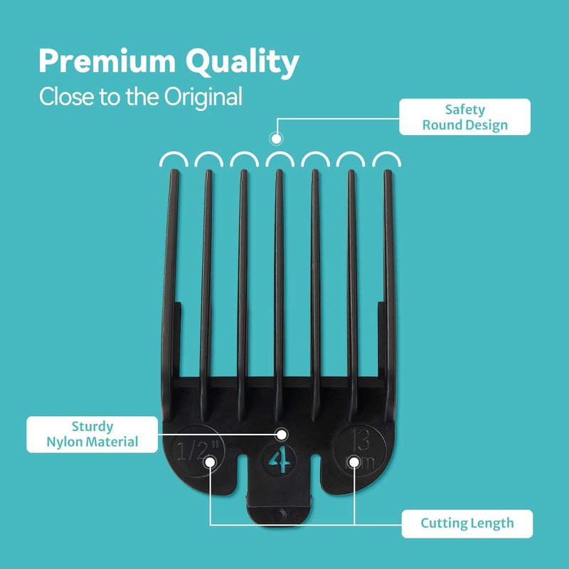 Clipper Guards Set Compatible with Most Wahl Clippers with Holder, Clipper Guides Replacement - 1/16" to 1", 10 Piece Set, Black Color