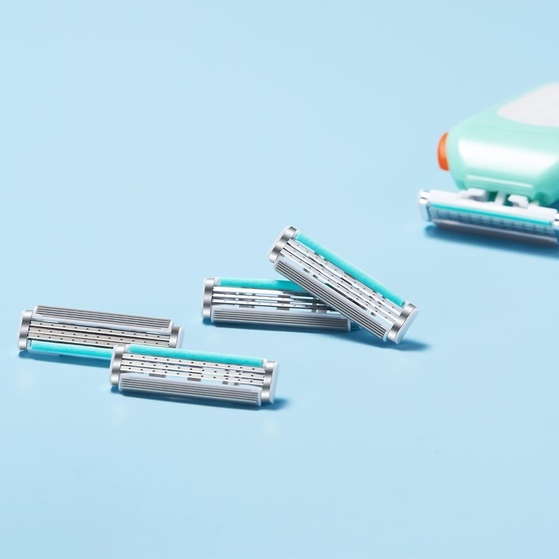 Dolly Razor Cartridge Refills for Women - 3-Blade Design, 4 Count | Green YDNDT01