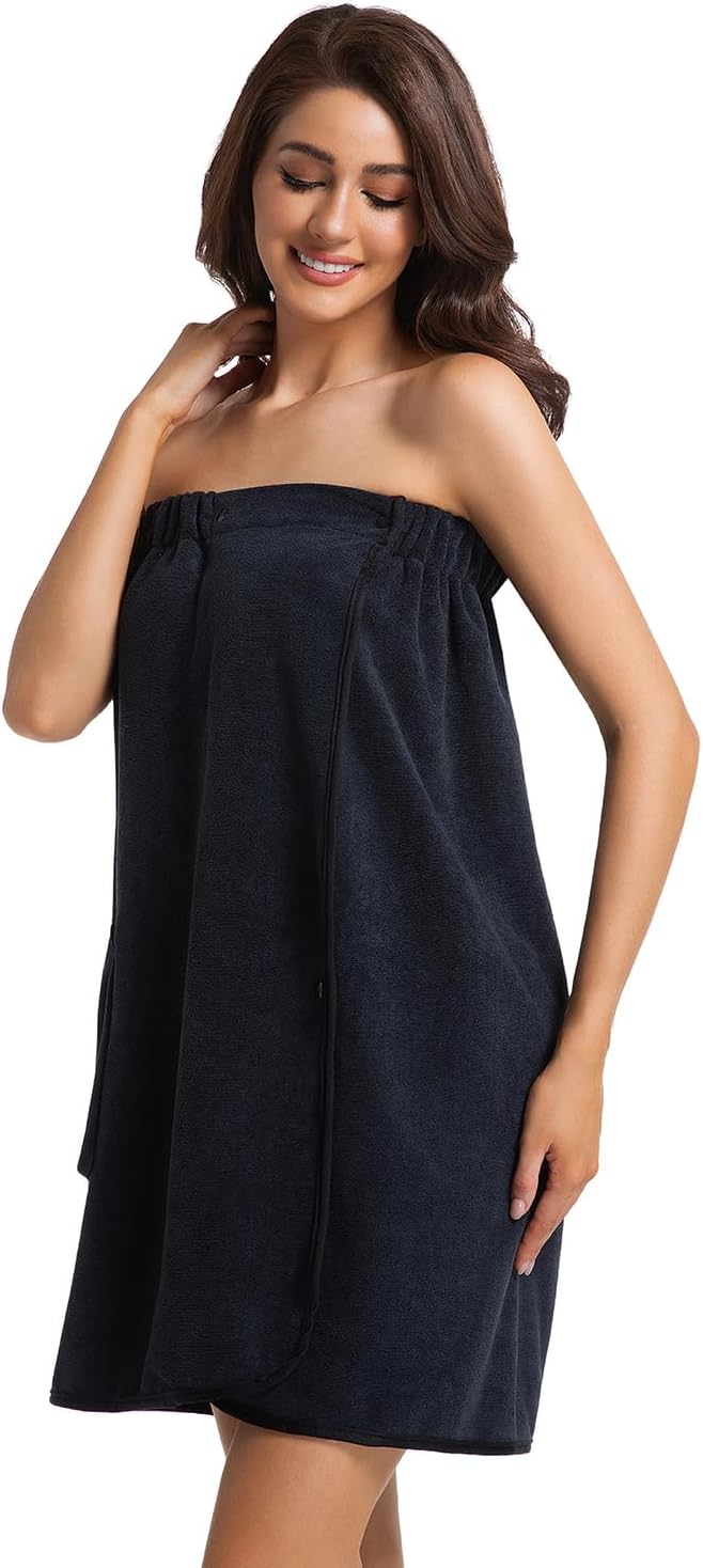 Women's Towel Wrap Bath Robe - Lightweight Spa Body Wrap with Adjustable Snap Closure | Perfect for Showers