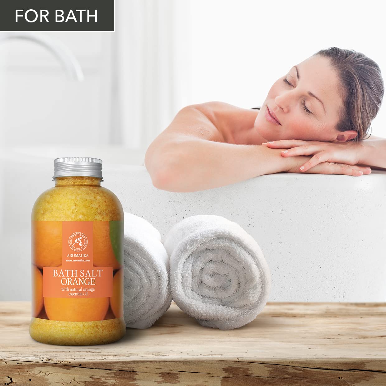 Orange Bath Salts w/Natural Orange Essential Oil 21.16 Oz - Good for Beauty - Bathing - Body Care - Wellness - Spa - Bath