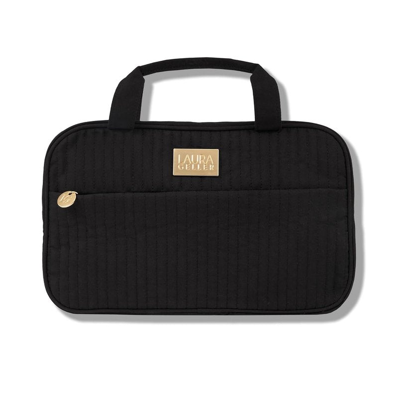 Laura Geller New York Quilted Travel Makeup Bag - Large Capacity Hanging Organizer in Black