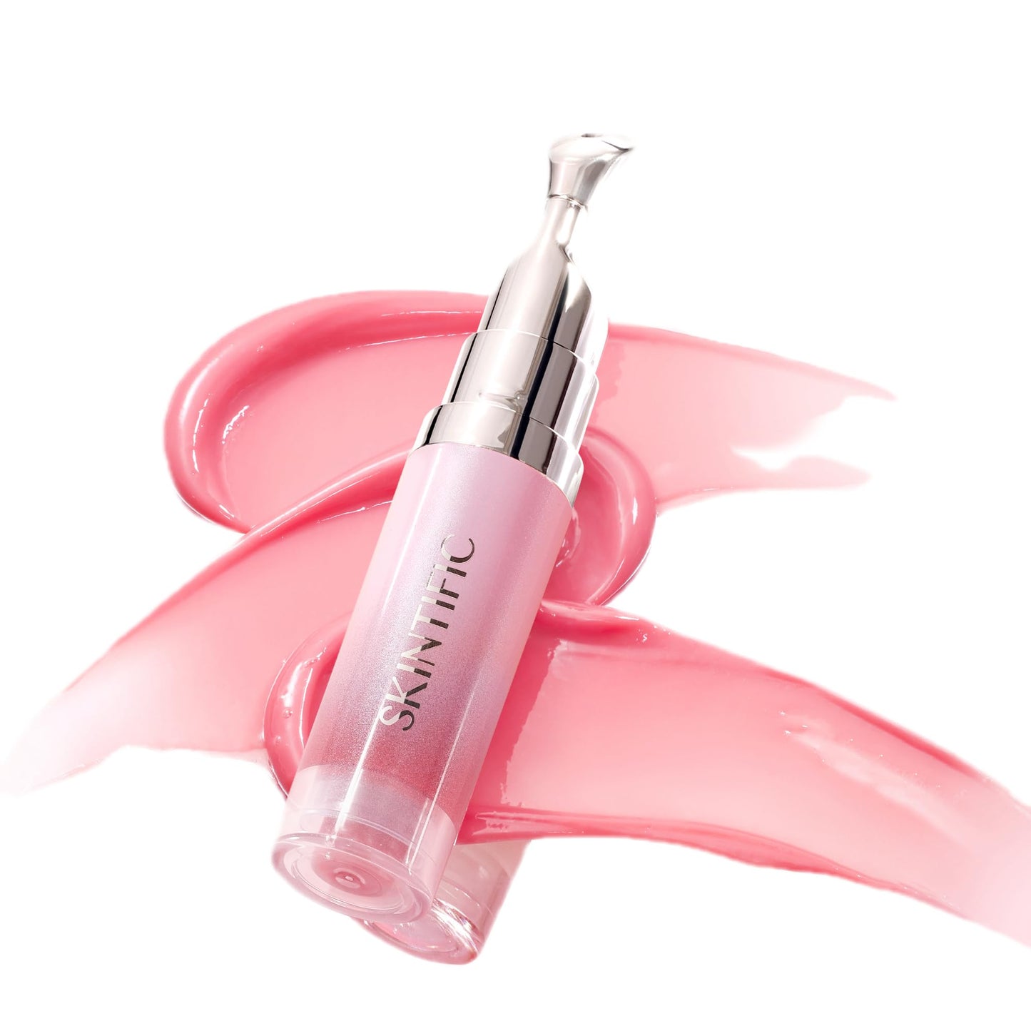 SKINTIFIC Peptide Brightening Lip Serum(01U Baby Pink-Update), Hydrating & Plumping Tinted Lip Gloss, Moisturizing Lip Balm with Polypeptides & Squalane for Glossy Sheer, Less Sweet