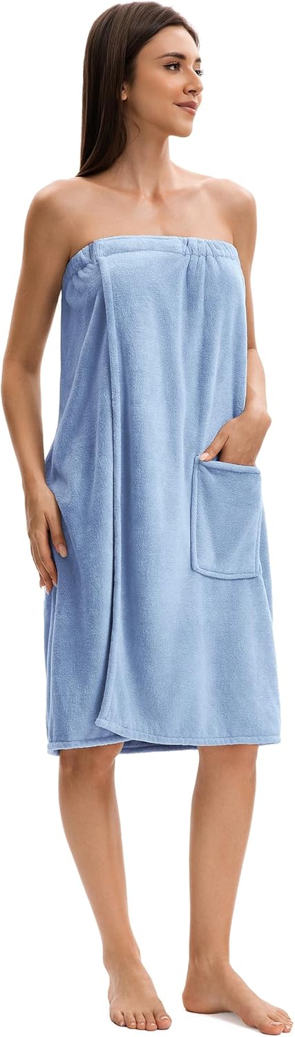 Towel Wrap for Women - Plush Bath Robe with Pockets | Spa & Sauna Use