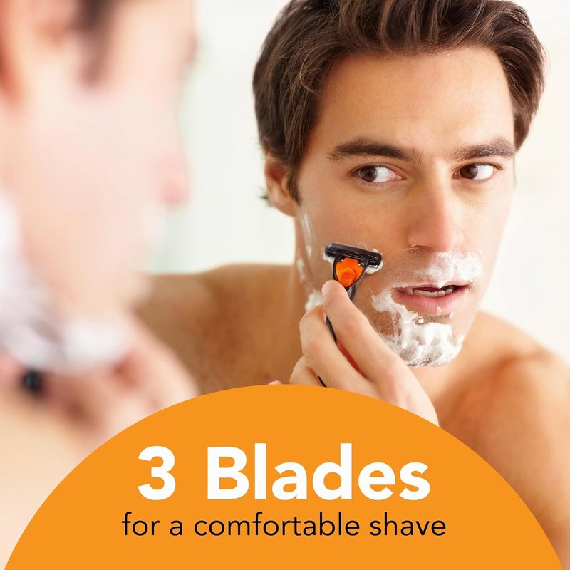 BIC Comfort 3 Men's Refillable 3-Blade Razors with 1 Handle and 12 Cartridges, Smooth Shave Razor Set for Men
