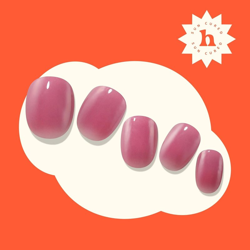 Semi Cured Gel Nail Strips - Easy Apply & Remove, Salon Quality | Summer Solid Red | 28 Strips, Prep Pads & Nail File Included - Grape Escape