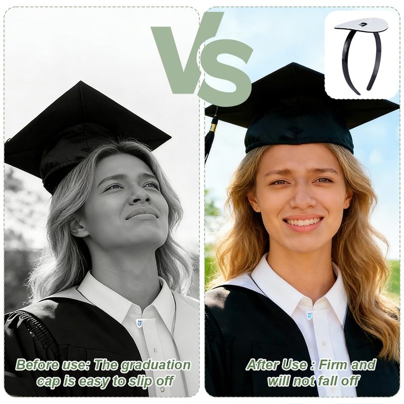 AHANDMAKER 1Pc Graduation Cap Headband Insert Firm Anti-fall HairBand for Grad Cap Graduation Hat Decorations Holder for Students Graduates Women Keep Hairstyle Fixed, Round