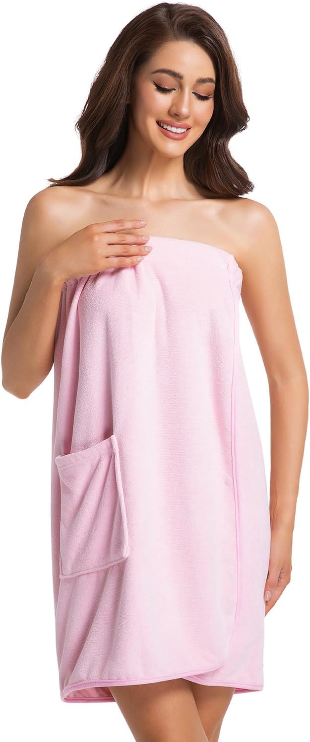 Women's Lightweight Towel Wrap Bath Robe - Adjustable Snap Closure for Spa & Shower Use