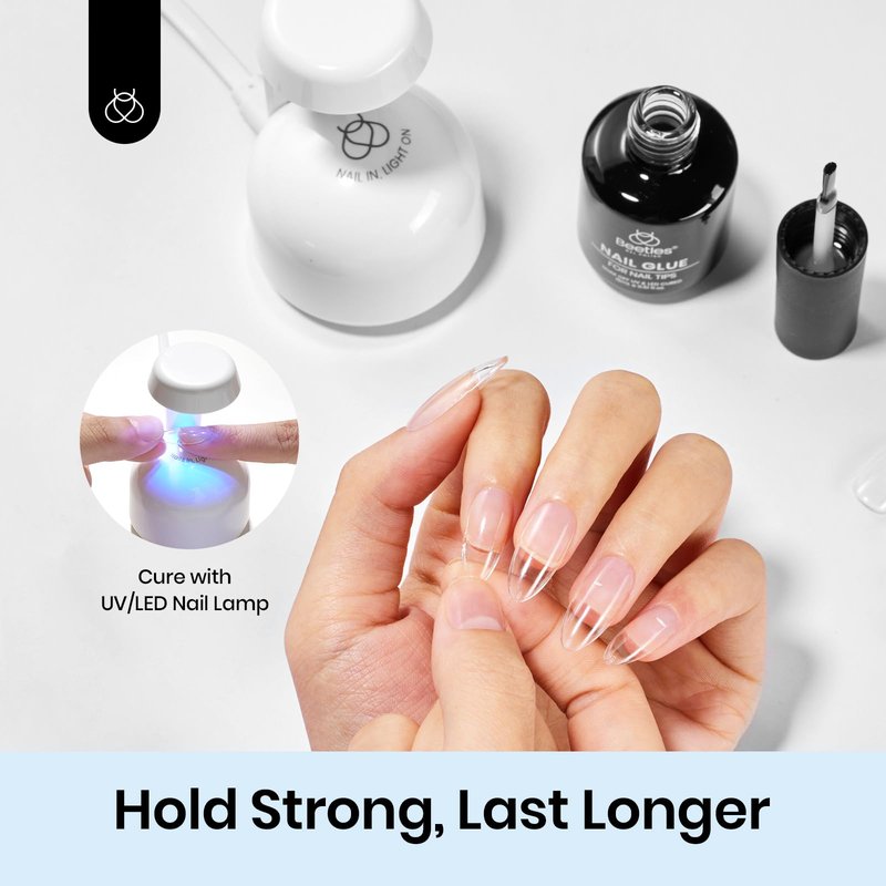 Beetles Gel Polish 9 in 1 Nail Glue with New Formula, 0.5 Fl Oz Super Strong Brush in Nail Gel Glue for False Nails Tips, Rhinestone, Base Gel, Blooming Nail Gel, U V Light Required