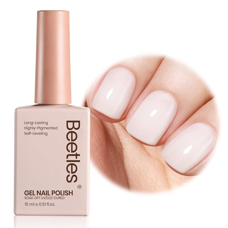 Beetles Milky White Gel Nail Polish - 15ml Sheer Translucent Neutral Jelly Base for DIY Manicure | Perfect for French Nail Art