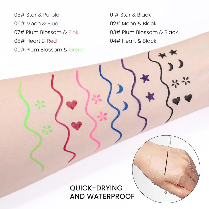 Black Winged Eyeliner Stamp Kit - Waterproof Eye Makeup Tool for Women | 1 Pcs Black Moons Design