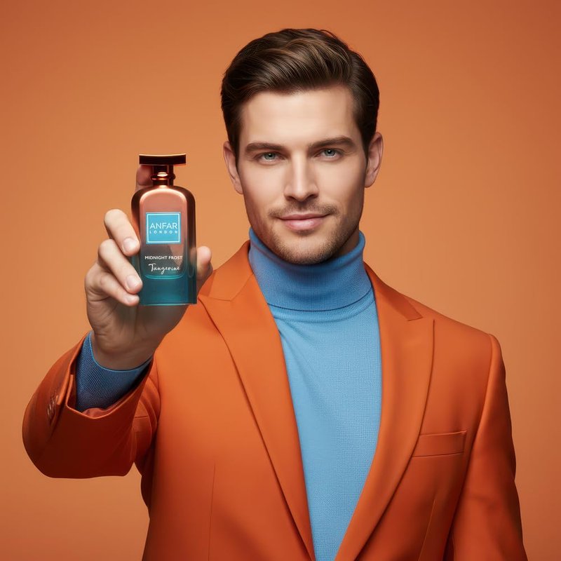 ANFAR LONDON Midnight Frost Tangerine Eau de Parfum 100ml – Dubai Perfume for Men, Long Lasting Citrus Amber Musk Fragrance, Luxury Arabian Cologne