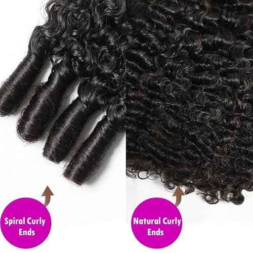 Burmese Curly Bundles Human Hair 16 18 20 Inches 3Pcs Curly Human Hair Bundles Water Wave with Spiral End Unprocessed Burmese Raw Hair Extension 3c4a Quick Weave Hair for Women Natural Color