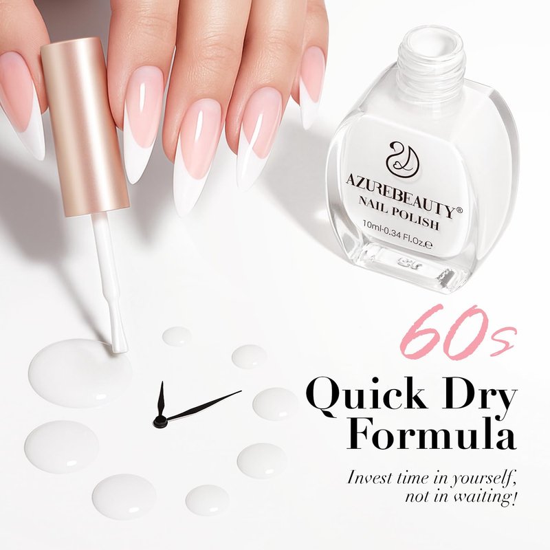 AZUREBEAUTY Warm White Nail Polish – Quick Dry, Long-Lasting, Natural Glossy Finish for DIY Manicure & Nail Art, Salon Quality, 10ml for Women