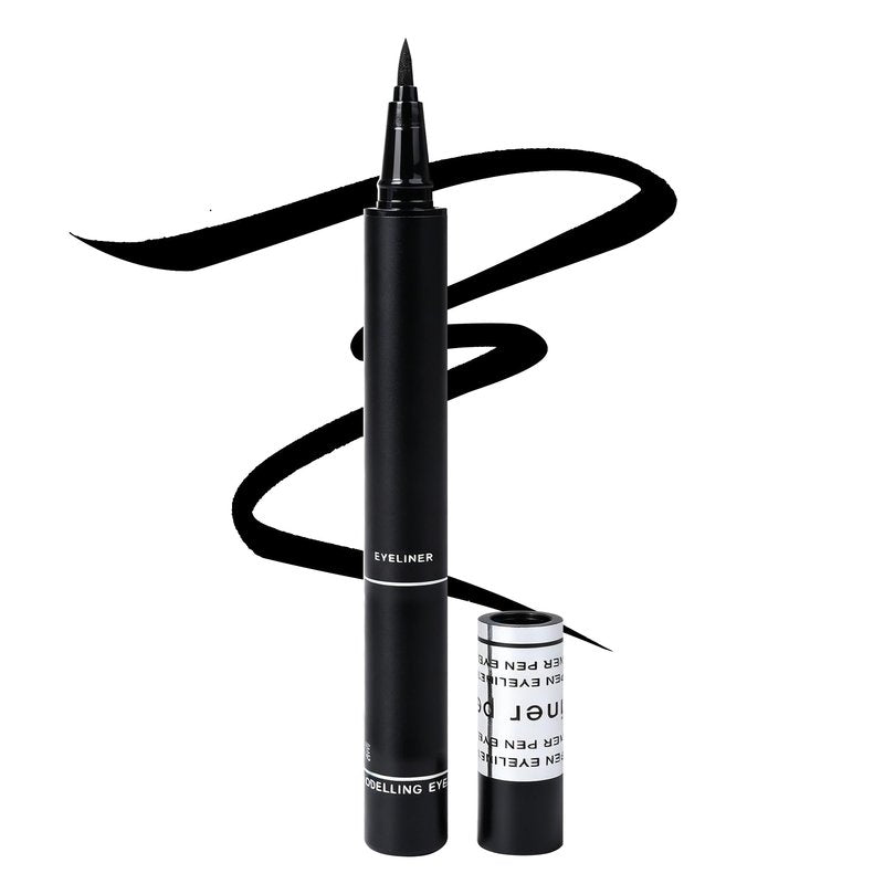 Black Eyeliner, Liquid Eyeliner Waterproof with Ultra Fine Brush, Quick Drying, Smudge Resistant, Eye Liner Intense Pigment Liquid Pen for Long Lasting Satin Finish, Cruelty-Free, Vegan, 0.042 Fl Oz