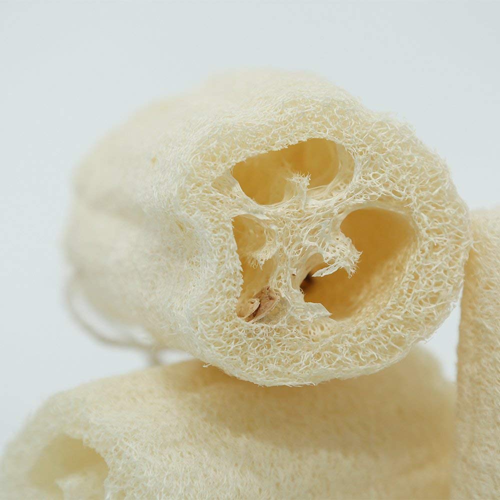 Spoojie Natural Egyptian Loofah Sponge (2-Pack) - Exfoliating Body Scrubber for Women & Men, Organic Plant-Based Bath Sponge for Face, Body & Back Cleaning - Gentle Exfoliation for Soft Skin