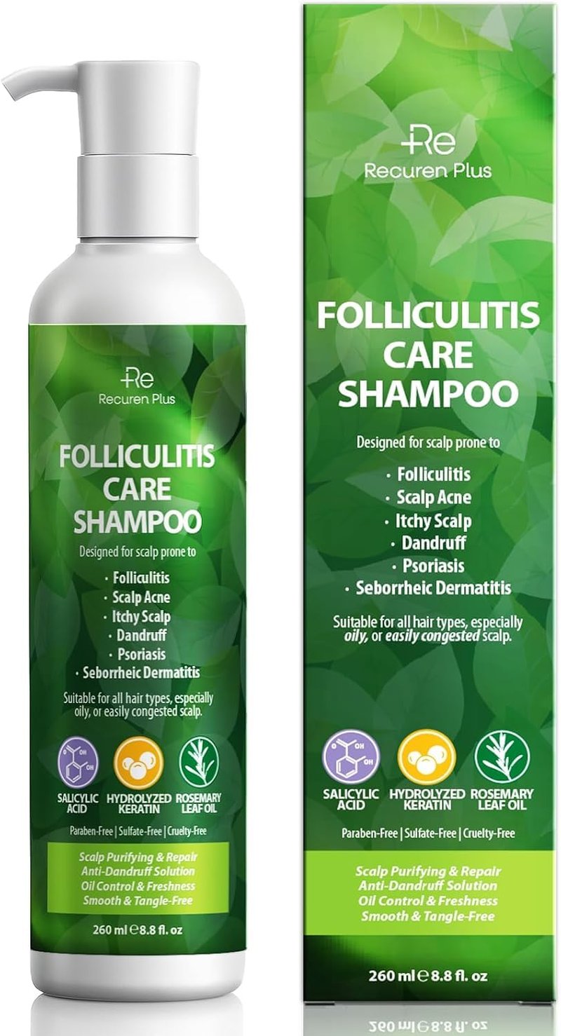 Folliculitis Treatment Shampoo | Antifungal Scalp Cleanser for Seborrheic Dermatitis & Psoriasis - Sulfate-Free, 8 oz