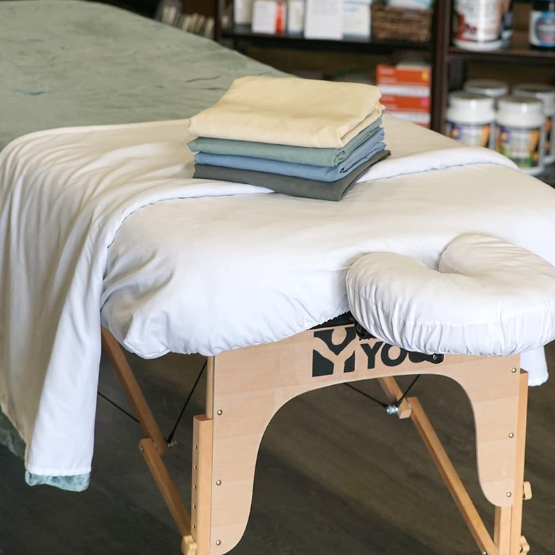 Healthy You Microfiber Massage Spa Table Sheets 3pc Set - Wrinkle-Resistant, Includes Flat, Fitted Sheet and Massage Face Rest Cover (Gray)