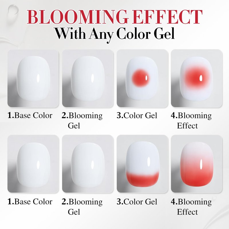 Double Rhythm 0.5 Oz Blooming Gel Nail Polish Clear Bloom Nail Art for Spreading Effect 15ML Manicure French Design Art DIY at Home (Clear)