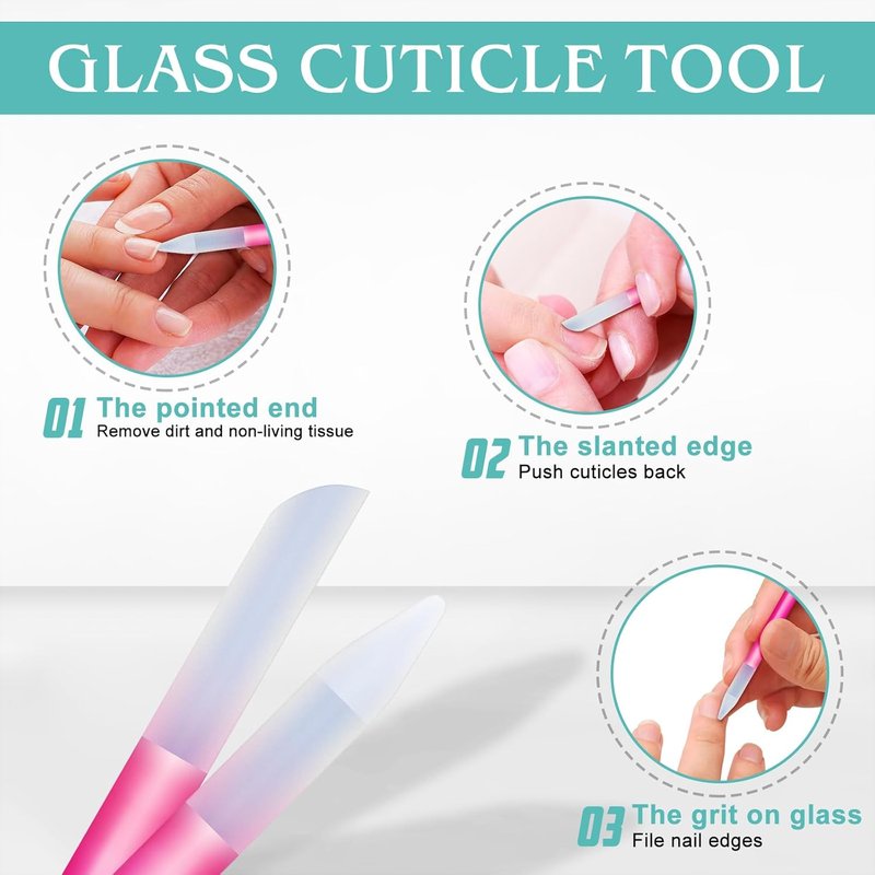 Skiennix Glass Nail File Set - 5PCS Nail Buffer & Shiner Kit for Natural & Acrylic Nails